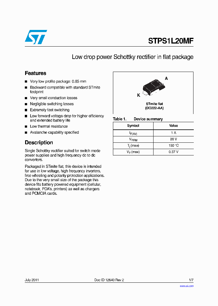 STPS1L20MF_8380649.PDF Datasheet