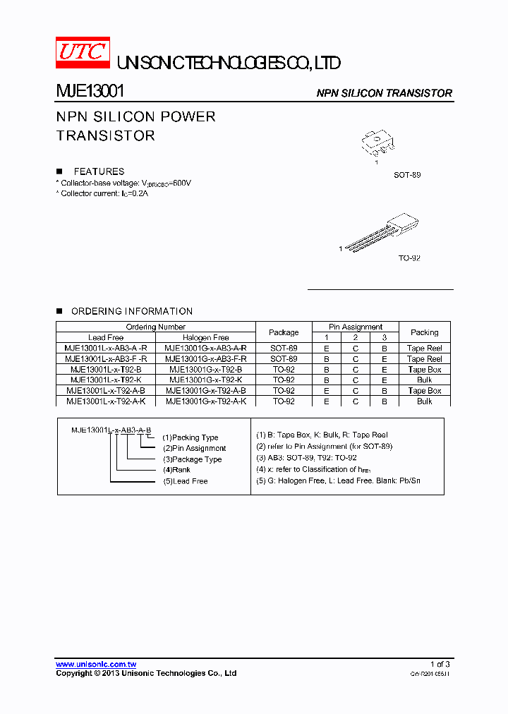 MJE13001L-A-AB3-A-R_8380934.PDF Datasheet