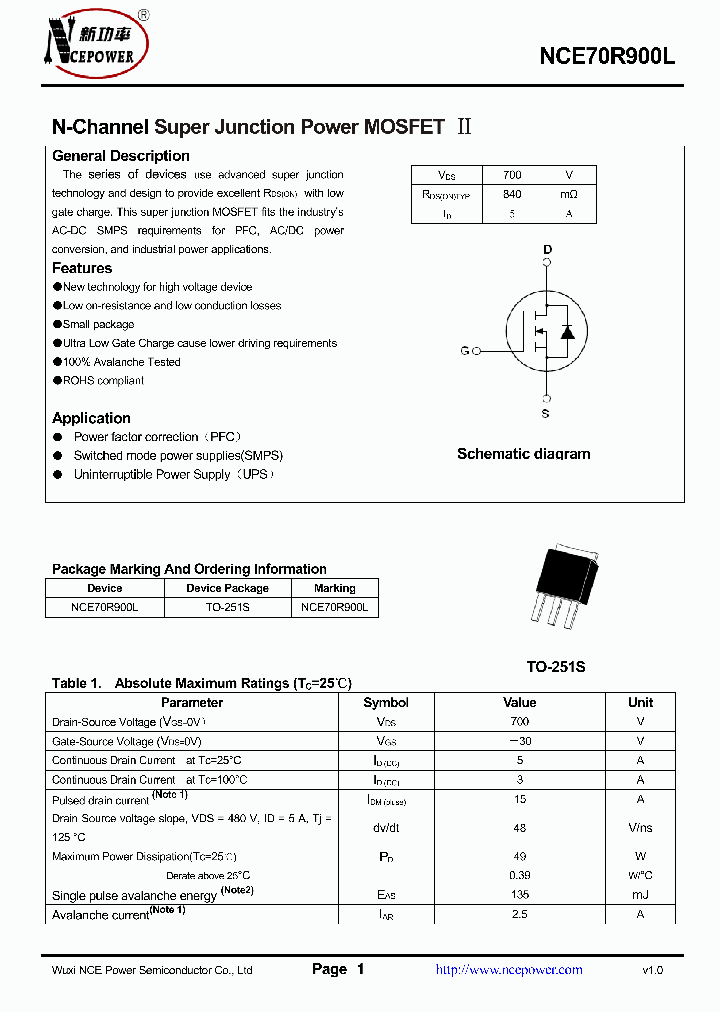 NCE70R900L_8381917.PDF Datasheet