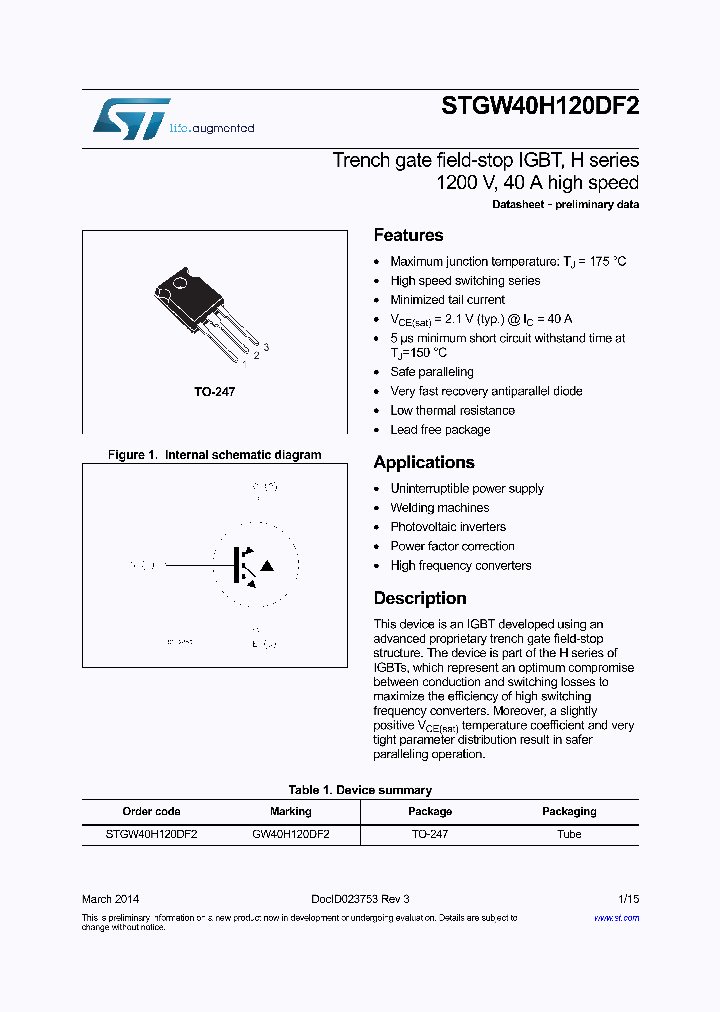 STGW40H120DF2_8383883.PDF Datasheet