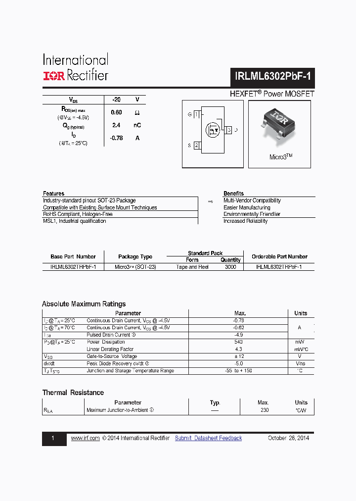 IRLML6302PBF-1_8383759.PDF Datasheet