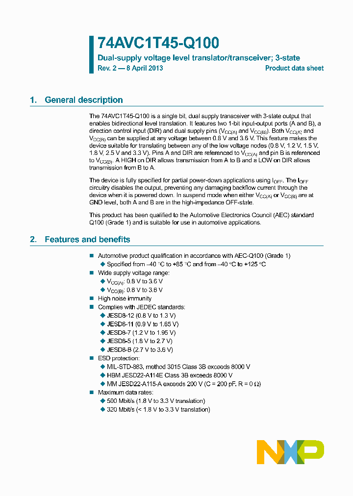 74AVC1T45GW-Q100_8385025.PDF Datasheet