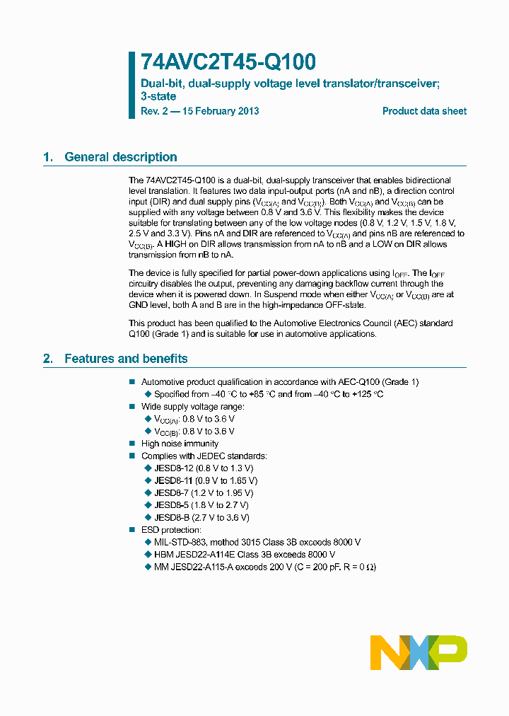 74AVC2T45GD-Q100_8385026.PDF Datasheet