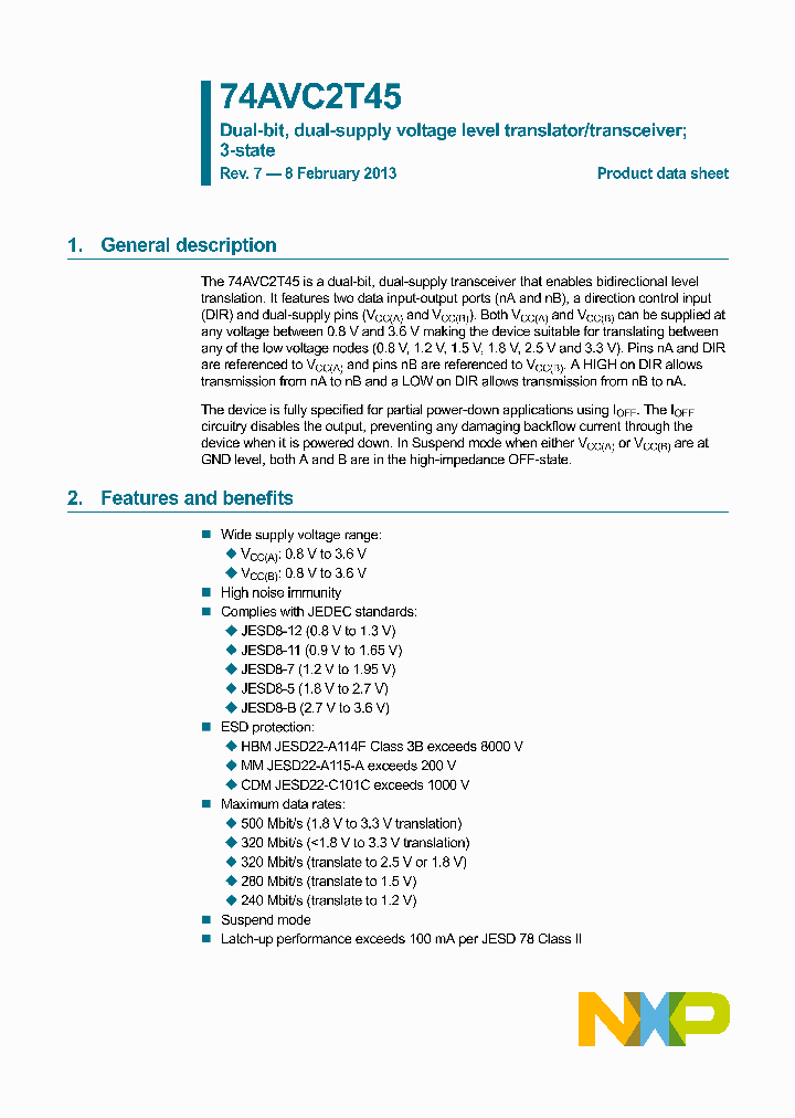 74AVC2T45GF_8385027.PDF Datasheet
