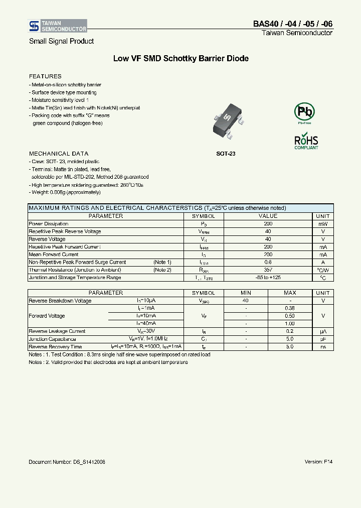 BAS40RFG_8385392.PDF Datasheet