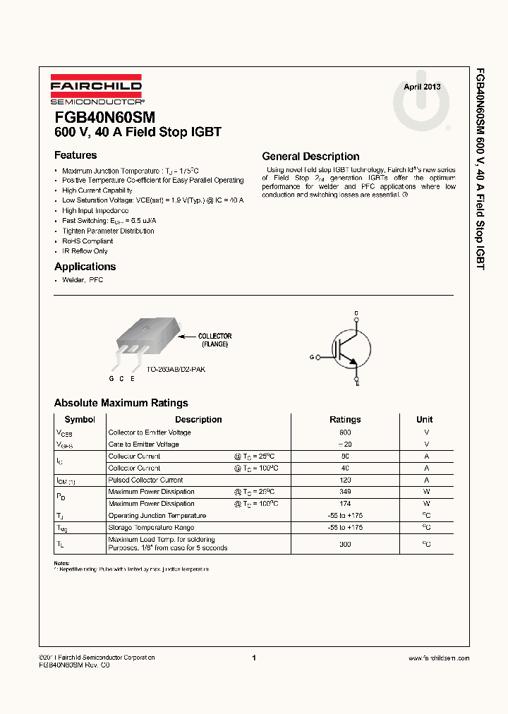 FGB40N60SM_8385547.PDF Datasheet
