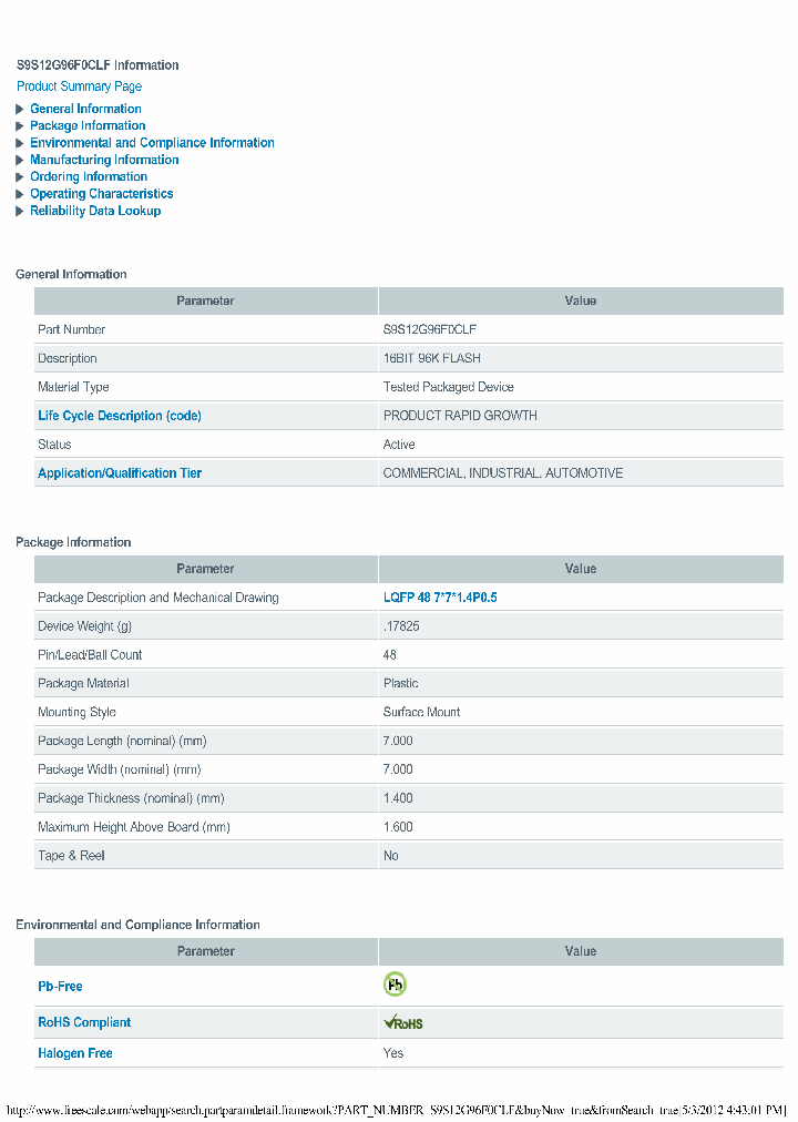 S9S12G96F0CLF_8387626.PDF Datasheet