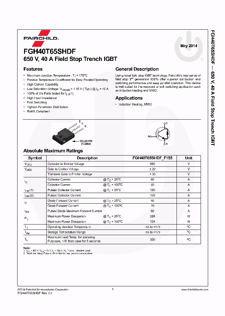 FGH40T65SHDF_8388315.PDF Datasheet