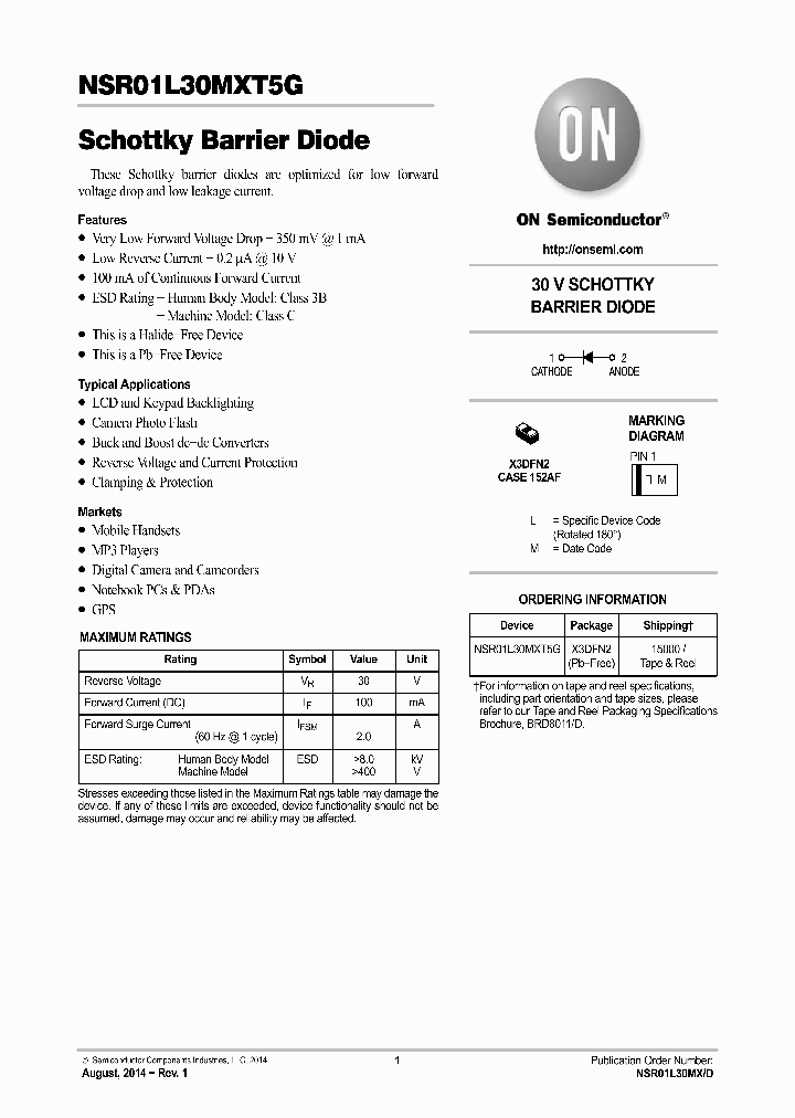 NSR01L30MXT5G_8390118.PDF Datasheet
