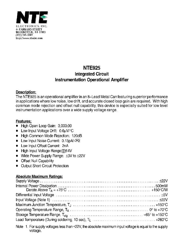 NTE925_8390846.PDF Datasheet