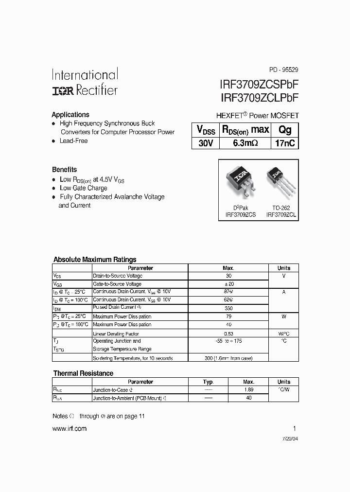 IRF3709ZCLPBF_8391322.PDF Datasheet