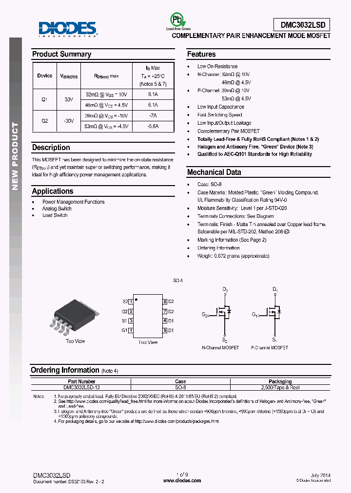 DMC3032LSD-13_8391485.PDF Datasheet