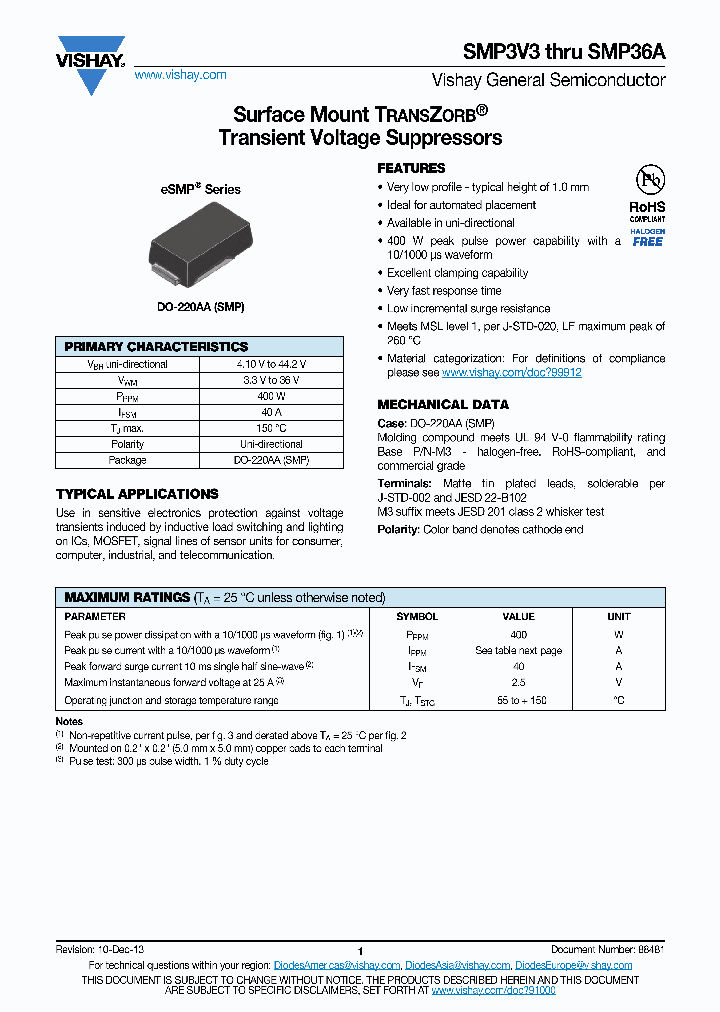 SMP26A-M3_8392955.PDF Datasheet