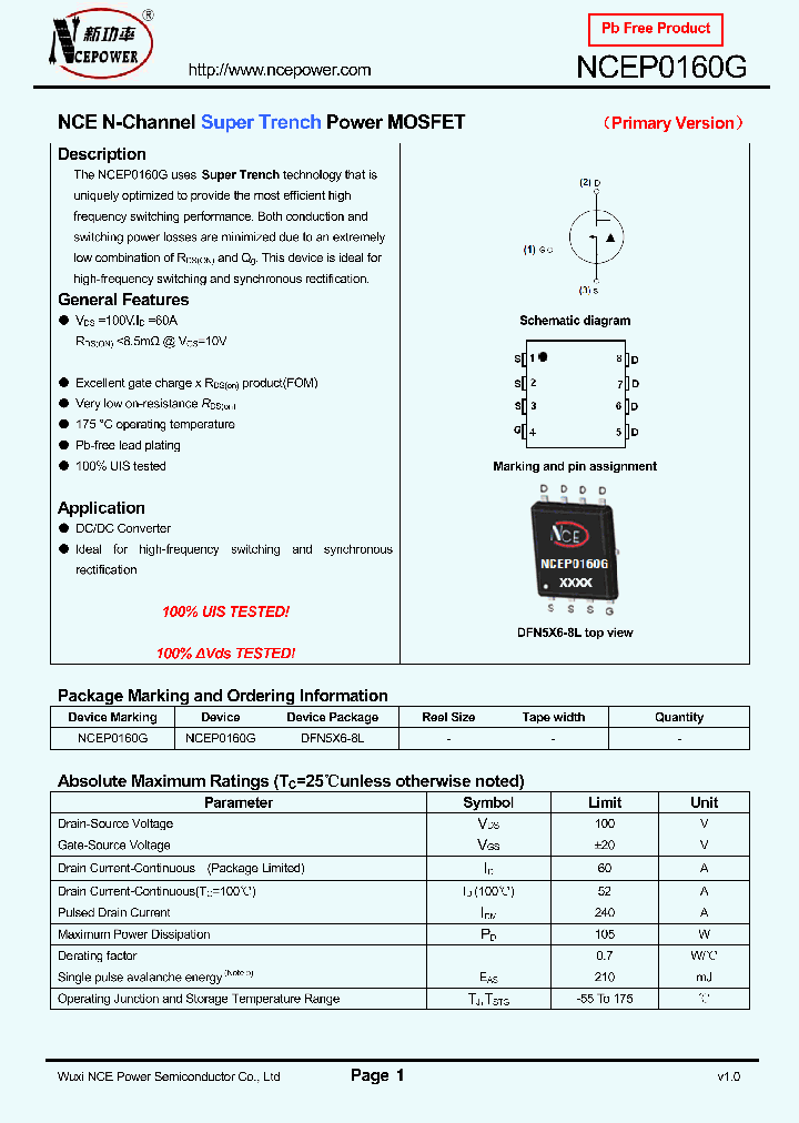 NCEP0160G_8395383.PDF Datasheet