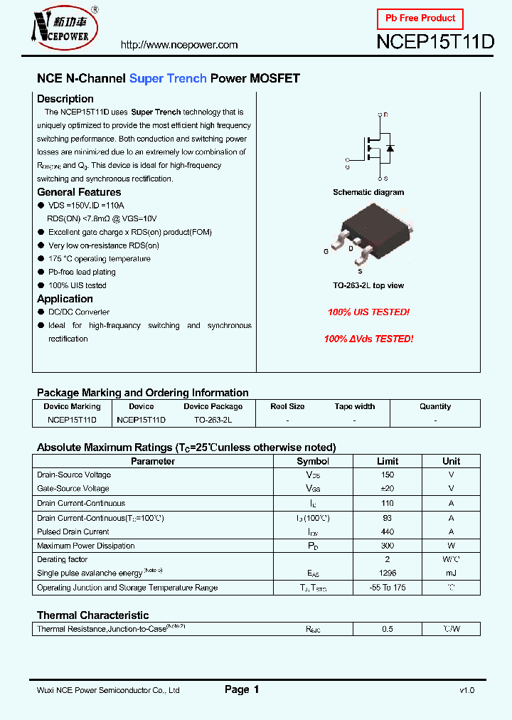 NCEP15T11D_8395391.PDF Datasheet