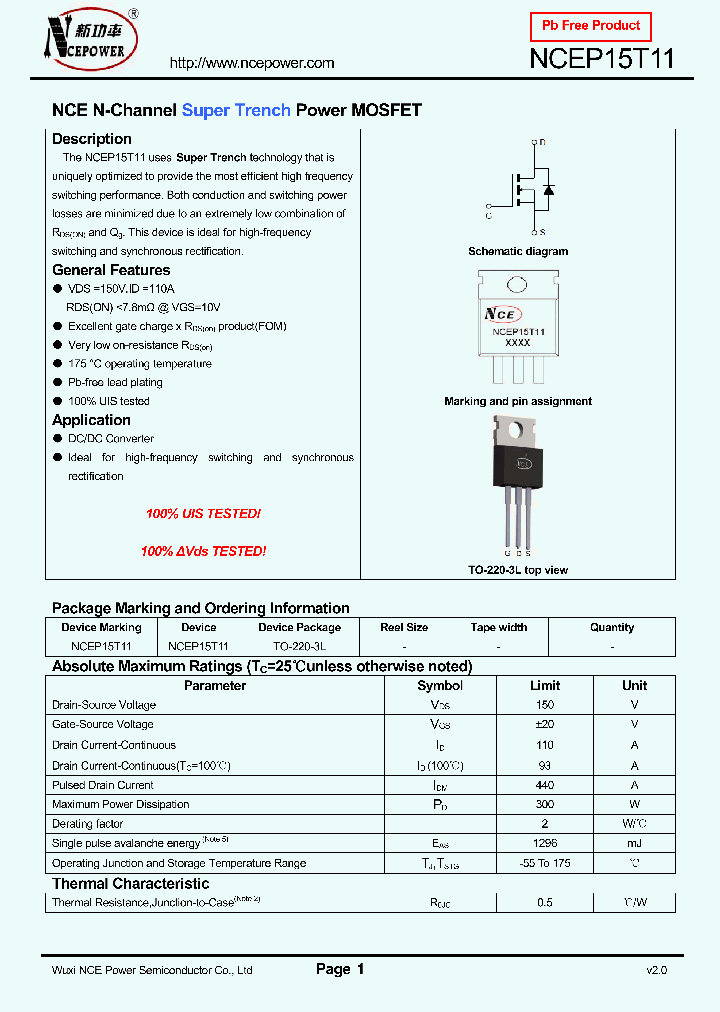 NCEP15T11_8395390.PDF Datasheet