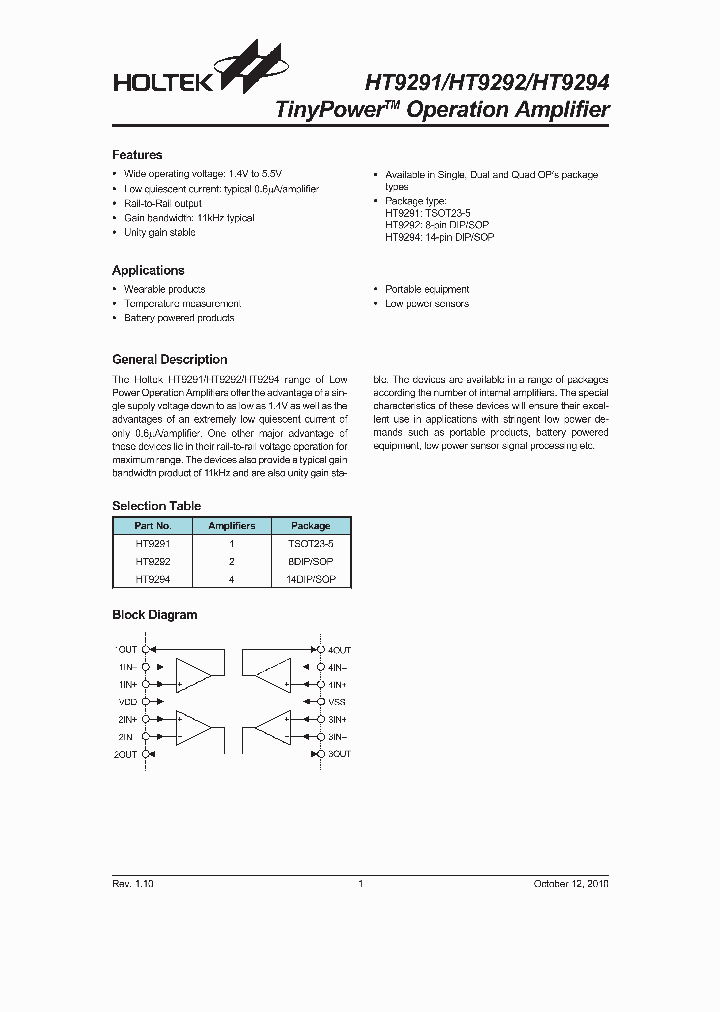 HT9291-1010_8395975.PDF Datasheet