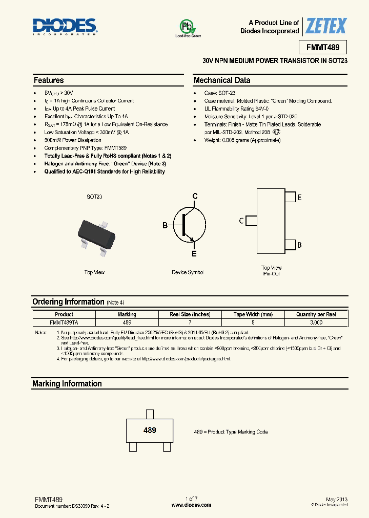 FMMT489TA_8397295.PDF Datasheet