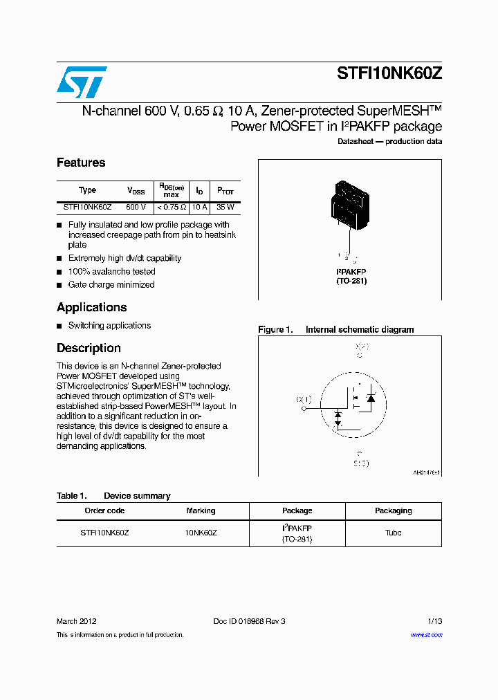 STFI10NK60Z_8398972.PDF Datasheet