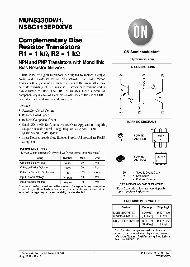 NSBC113EPDXV6T1G_8400017.PDF Datasheet