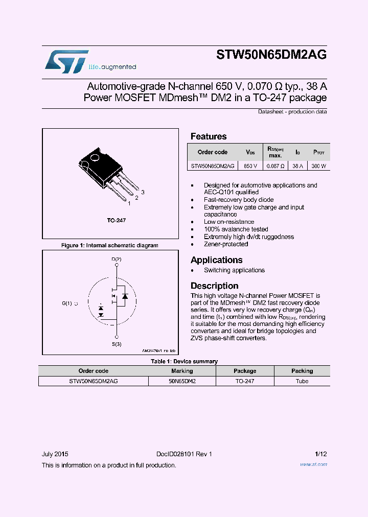 STW50N65DM2AG_8402780.PDF Datasheet