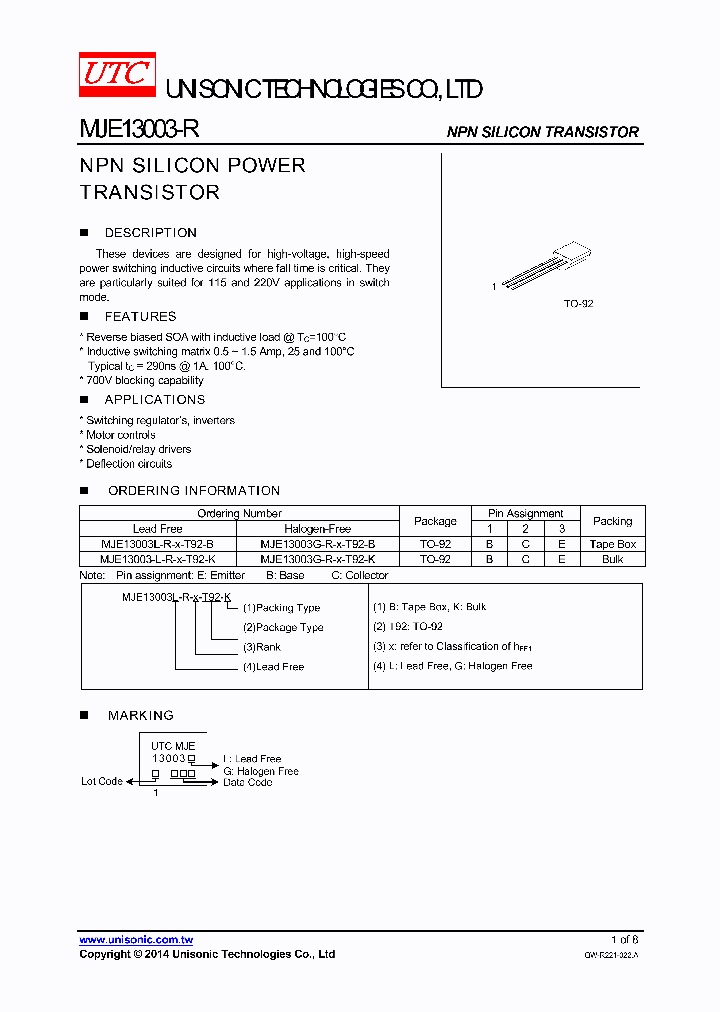 MJE13003-L-R-X-T92-K_8403232.PDF Datasheet