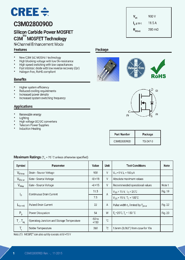 C3M0280090D_8403283.PDF Datasheet