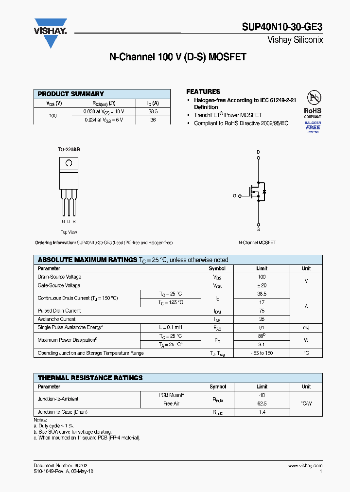 SUP40N10-30-GE3_8405642.PDF Datasheet