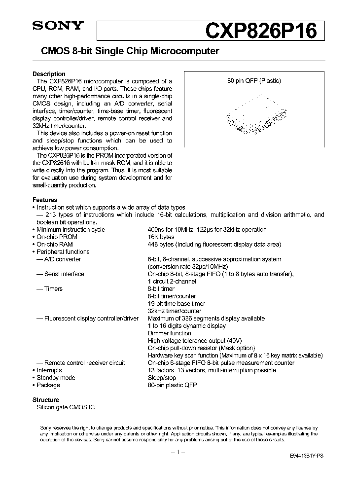 CXP826P16_8405926.PDF Datasheet