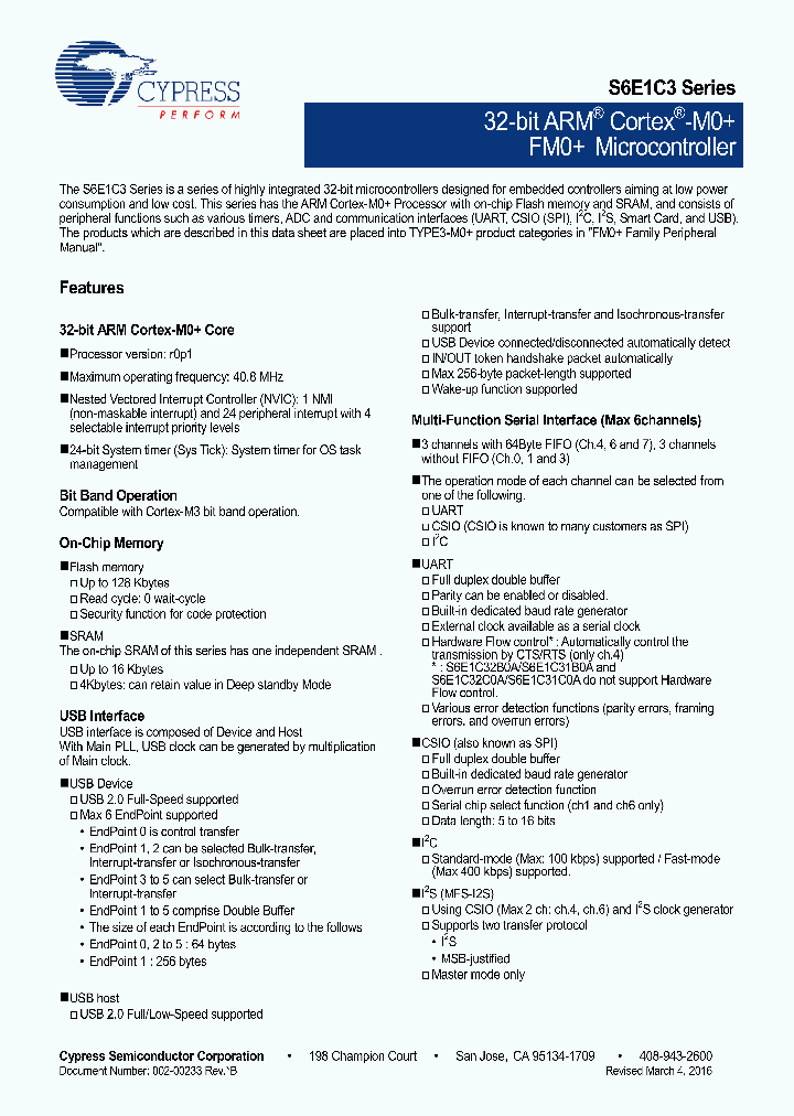 S6E1C32D0AGV20000_8406489.PDF Datasheet