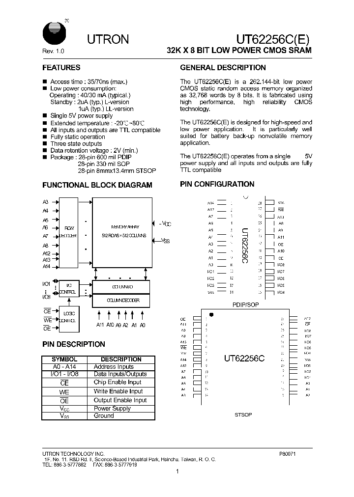 UT62256CLS-35LE_8412757.PDF Datasheet