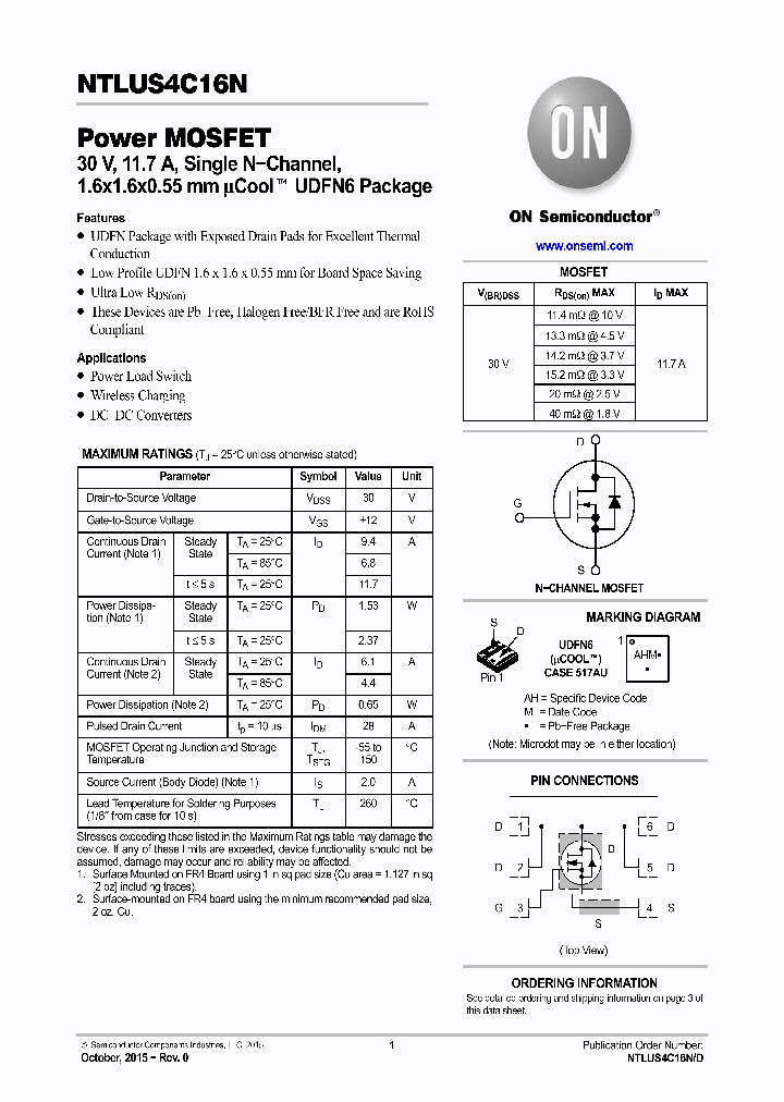 NTLUS4C16NTAG_8414663.PDF Datasheet