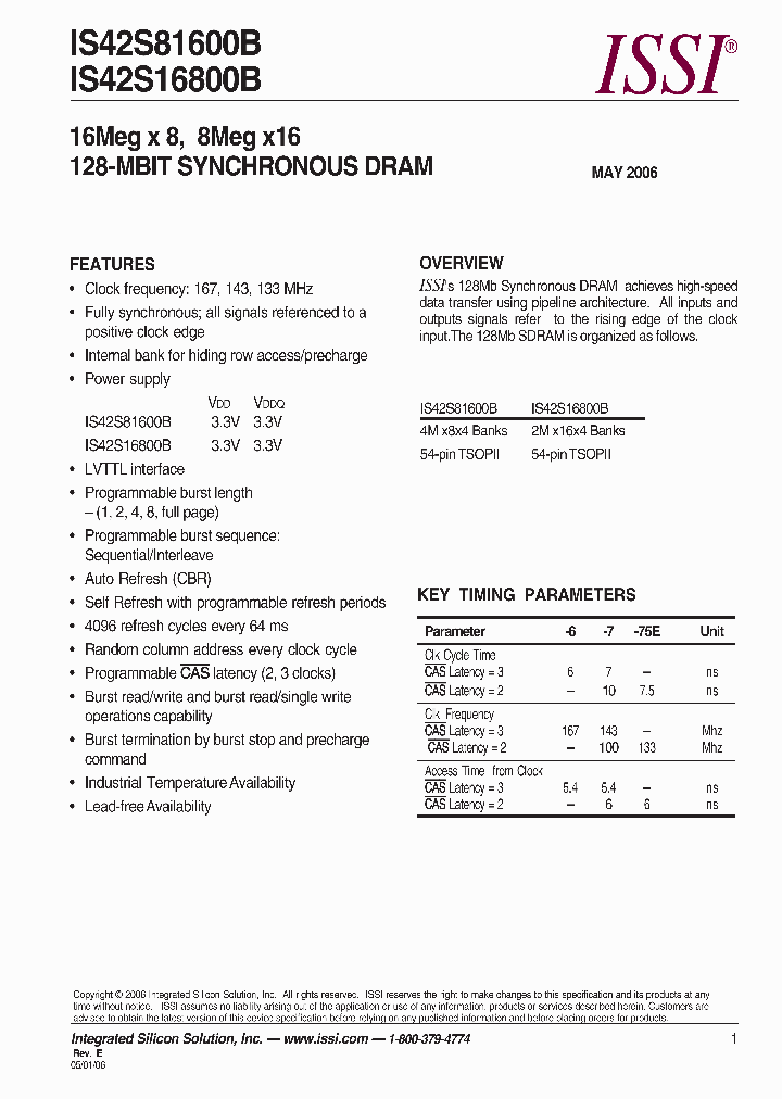 IS42S16800B-7TLI_8415251.PDF Datasheet