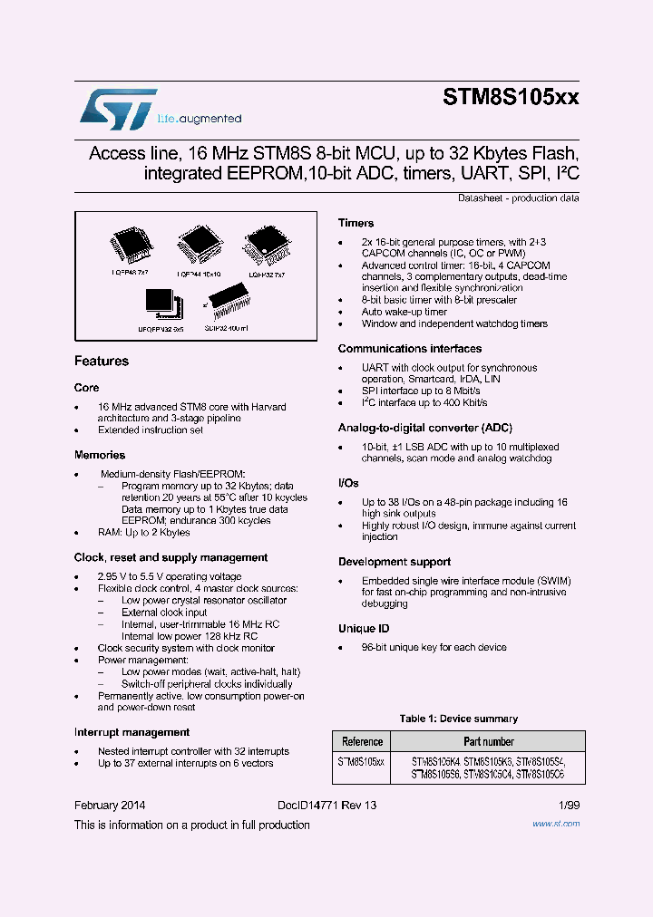 STM8S105K4T3C_8420397.PDF Datasheet