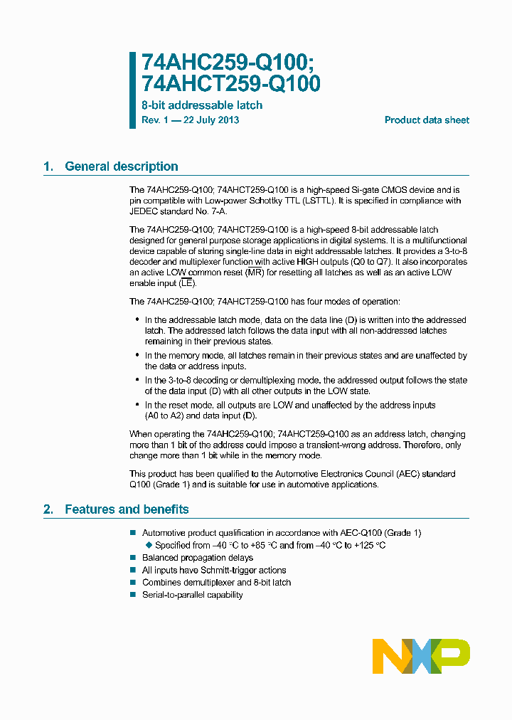 74AHC259D-Q100_8428463.PDF Datasheet