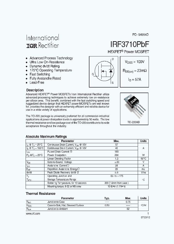 IRF3710PBF-15_8431762.PDF Datasheet