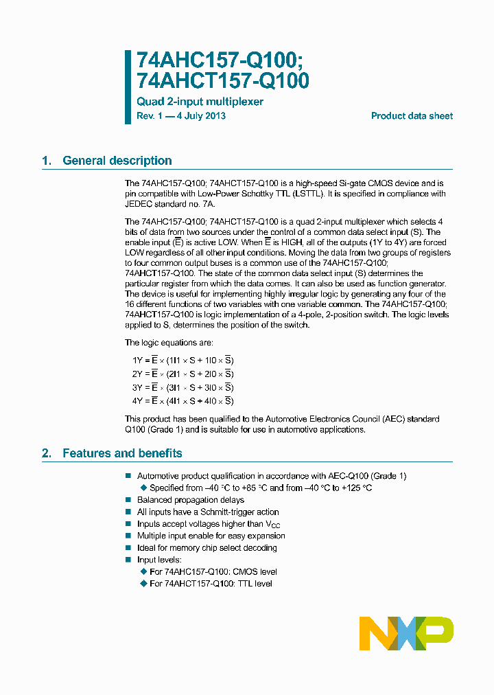 74AHC157D-Q100_8428458.PDF Datasheet