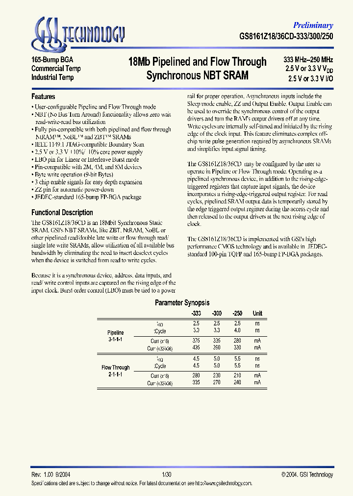 GS8161Z18C_8433329.PDF Datasheet