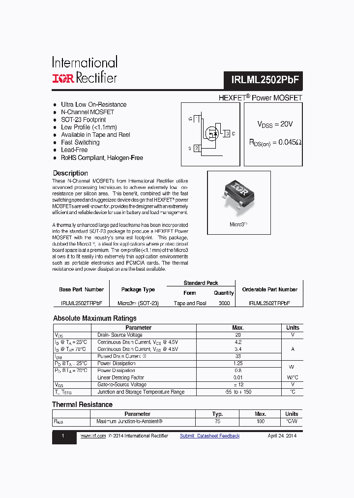 IRLML2502PBF_8437799.PDF Datasheet