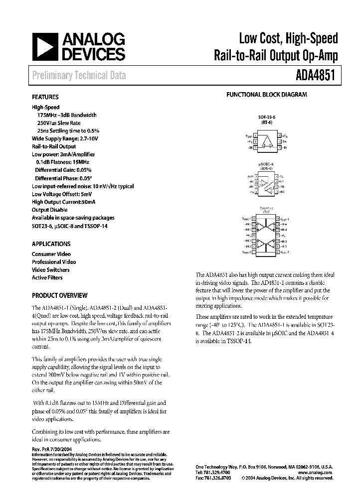 ADA4851-4ARU-REEL7_8439276.PDF Datasheet