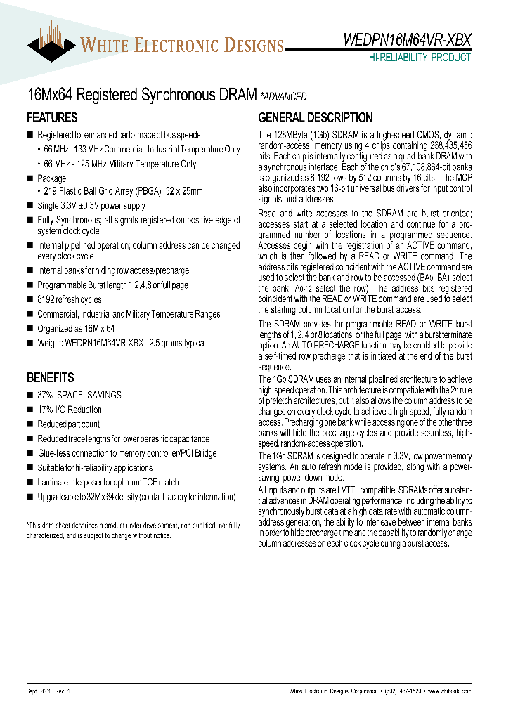 WEDPN16M64VR-125BC_8439694.PDF Datasheet