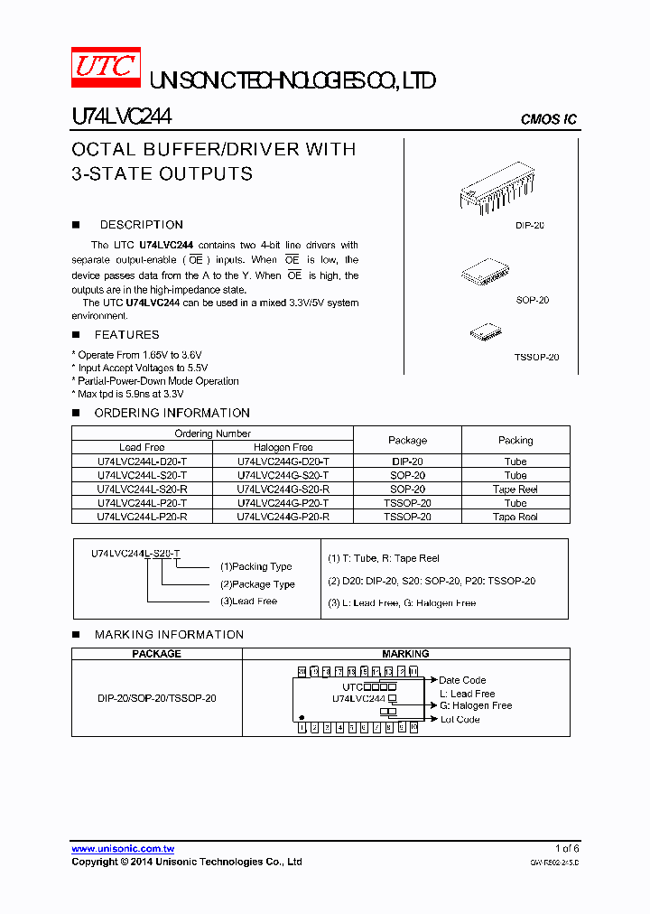 U74LVC244G-S20-T_8447783.PDF Datasheet
