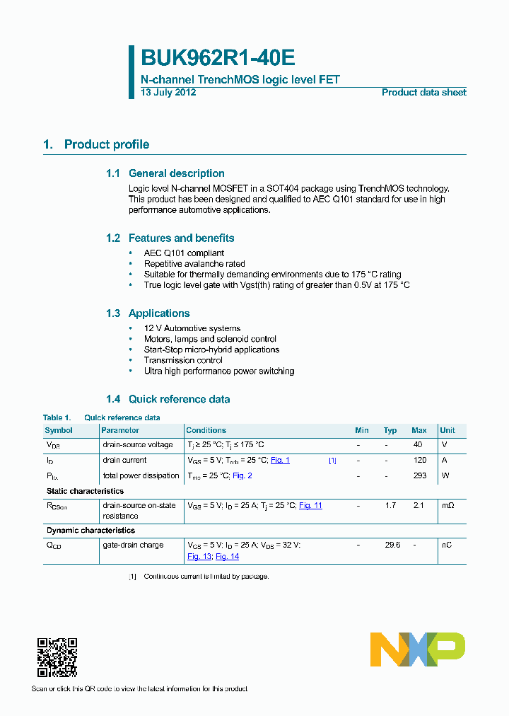 BUK962R1-40E_8445385.PDF Datasheet