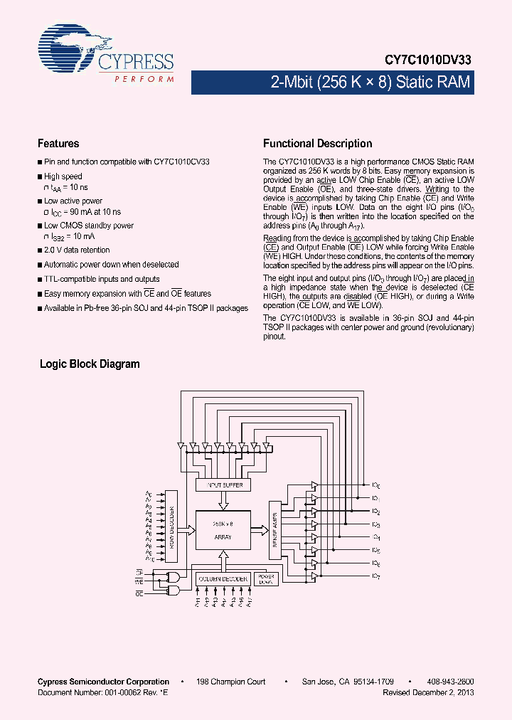 CY7C1010DV33-10ZSXIT_8447608.PDF Datasheet