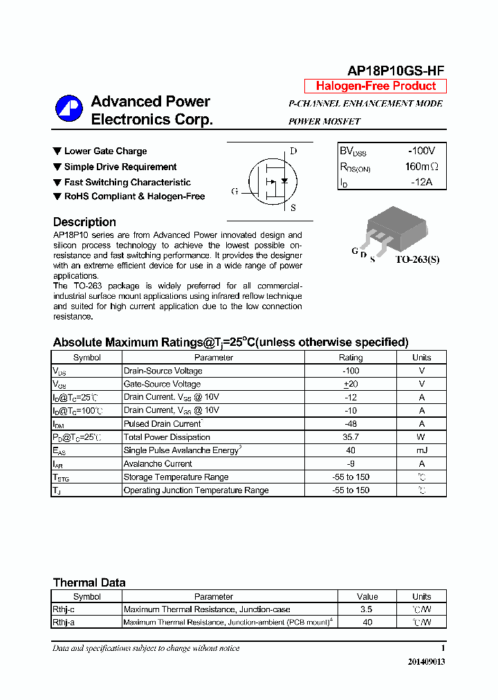 AP18P10GS-HF_8450374.PDF Datasheet