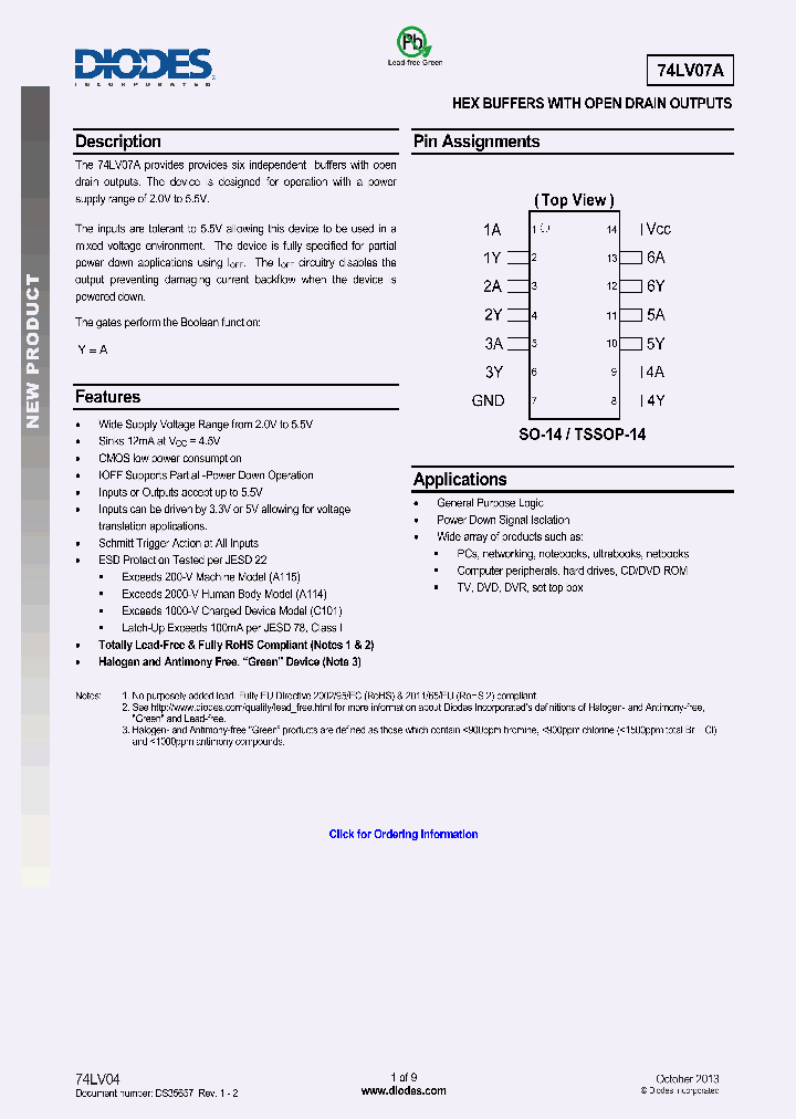 74LV07AS14-13_8451480.PDF Datasheet