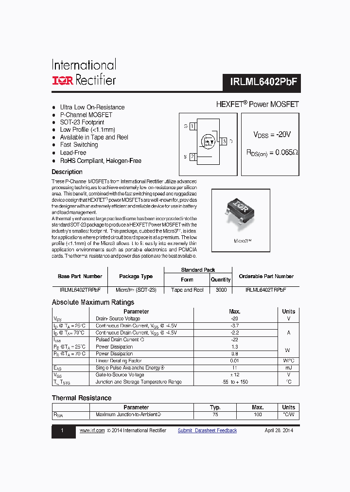 IRLML6402PBF-15_8454468.PDF Datasheet