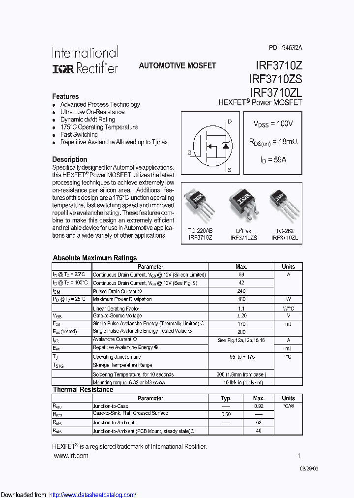 PB-IRF3710ZL_8463227.PDF Datasheet