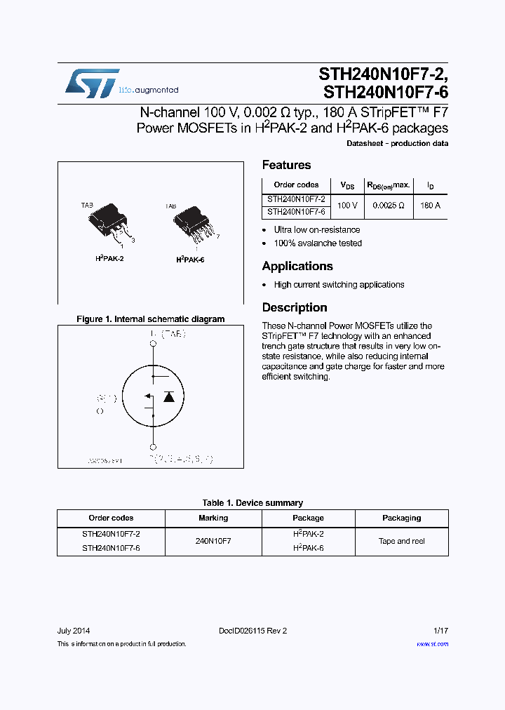 STH240N10F7-2_8463178.PDF Datasheet