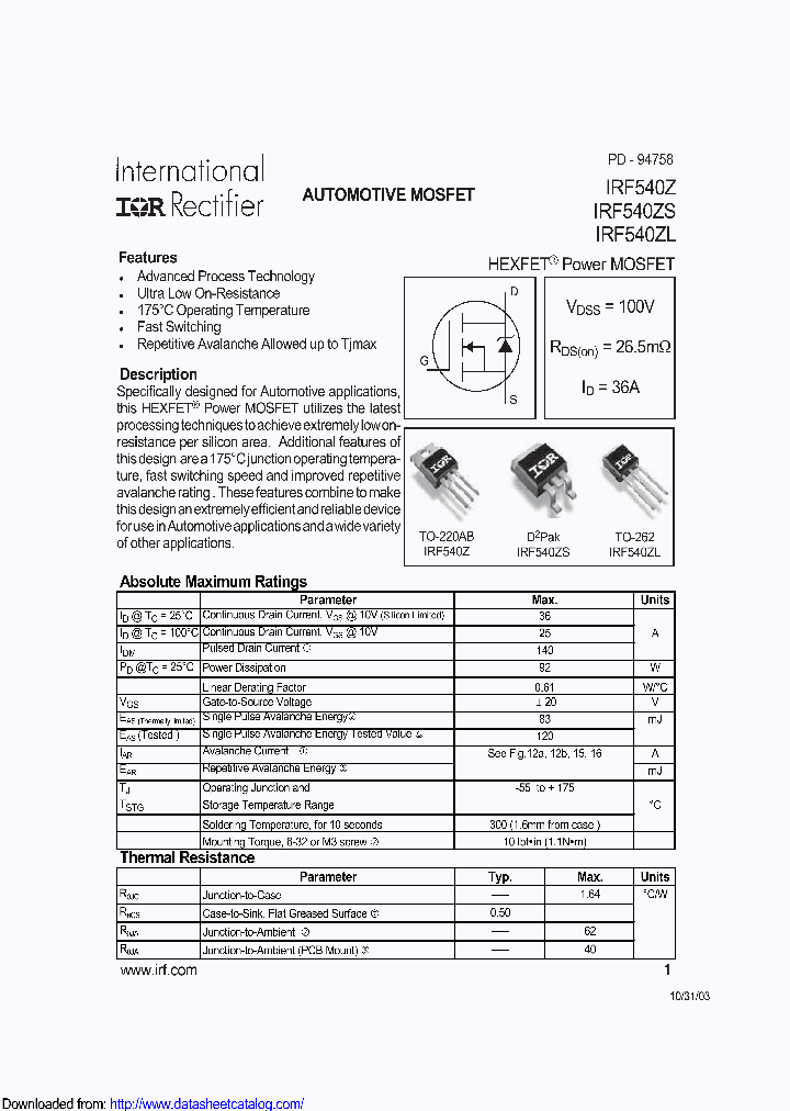 PB-IRF540ZL_8463228.PDF Datasheet